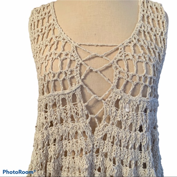 Free people cream crocheted sleeveless top - Picture 6 of 7